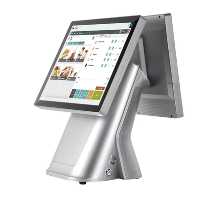 15.6 Inch Dual Screen Touch POS Machine All-In-One Aluminum Cash Register for Marketplace Restaurant Retail OEM Customizable