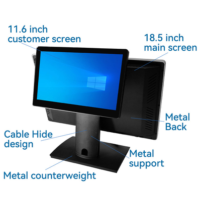 18.5 Inch Dual Screen Smart Casher Cashless Payment Terminal Cash Register All in One Touchscreen Pos Systems for Restaurants