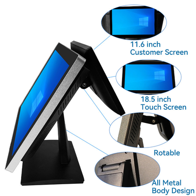 18.5 Inch Dual Screen Smart Casher Cashless Payment Terminal Cash Register All in One Touchscreen Pos Systems for Restaurants