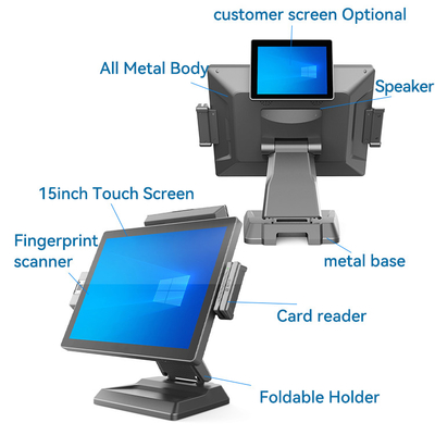 Android/windows 15 " +9.7 Dual-screen Touch POS All-in-one Machine Touch Screens Point of Sale Cash Register