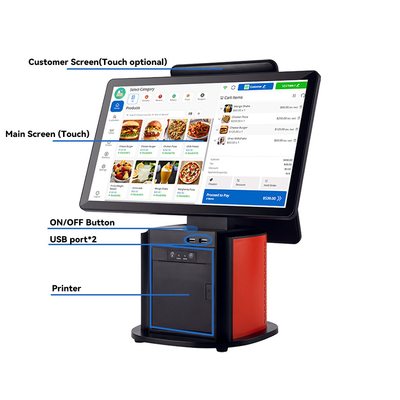 Cashless Payment Accept Multiple Payments Wifi 15.6Inch Touch Screen Self Service Ordering Checkout Desktop Kiosk In Restaurant