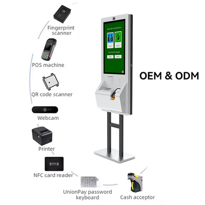 2024 New Hotel Automatic Ordering Payment Terminal Kiosk Touch Screen Floor Stand for Retail Shop with SDK Function