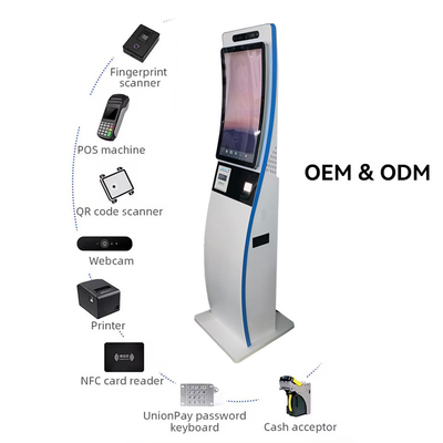 Full Viewing Angle Surved HD Display Touch Screen 23.6' Portrait/landscape Mode Self Ordering Electronic Payment Kiosk SDK