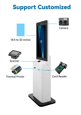 21.5 23.6 32 Inch Floor Stand  Self Service Payment Kiosk Restaurant with Qr Scanner 80mm Terminal Printer POS Bracket