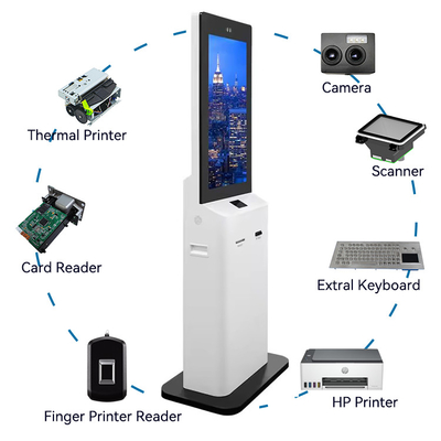 21.5 32 Inches Self-Service Printer All in One Hotel Check in With Barcode Scanner POS Holder Ticket Bill Payment Kiosk