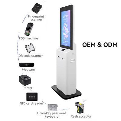 21.5 23.6 32 Inch Self-Checkout Kiosk with Smart Touch Screen Terminal Card Issue Machine for Hotels Banks-SDK Function